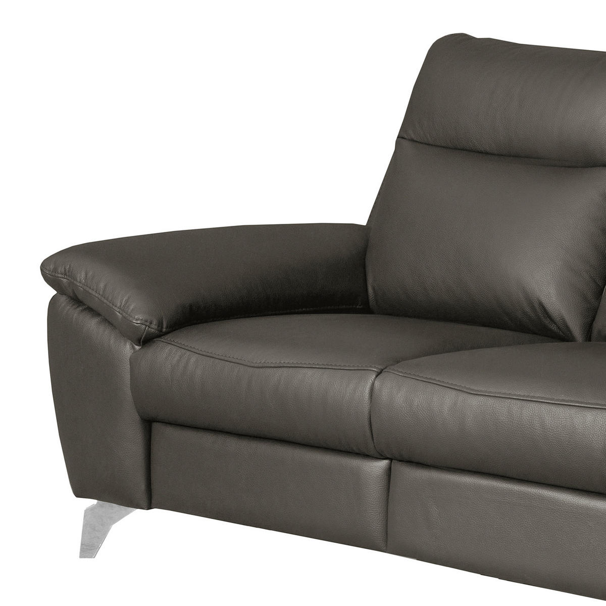 2-SITZER-SOFA 178/95/96 cm PERLE in Echtleder Anthrazit   - Chromfarben/Anthrazit, Design, Leder/Metall (178/95/96cm) - Livetastic