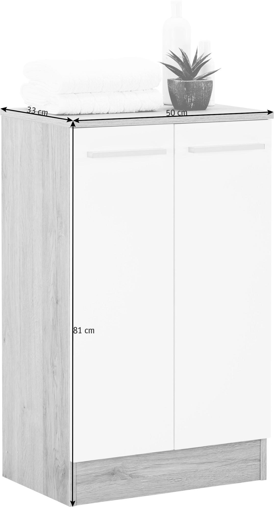 DULAP INFERIOR 50/81/33 cm  - alb/stejar San Remo, Design, material pe bază de lemn (50/81/33cm) - Xora