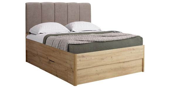 BETT 120/200 cm  in Eiche Artisan  - Taupe/Eiche Artisan, KONVENTIONELL, Holzwerkstoff/Textil (120/200cm) - Carryhome