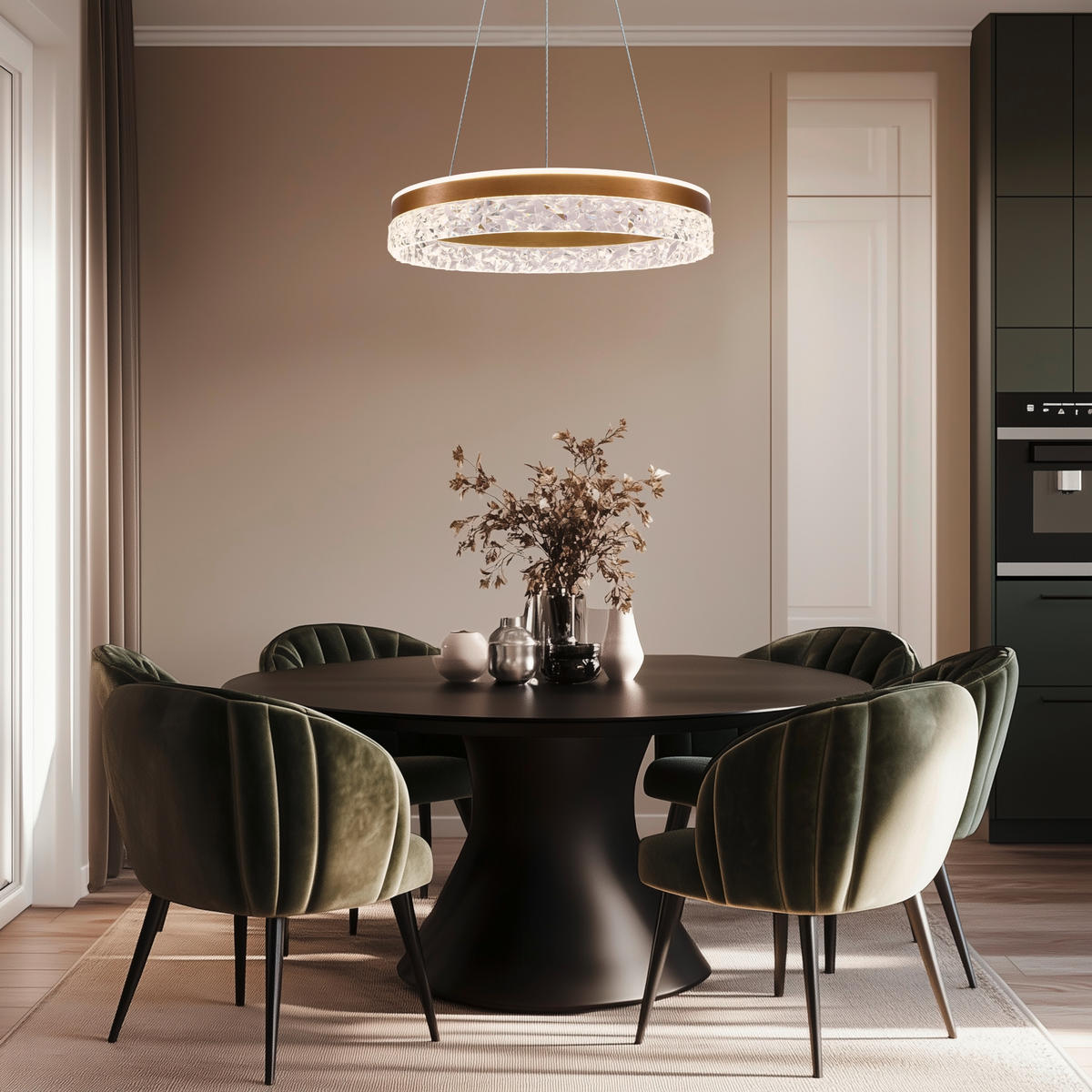 LED-PENDELLEUCHTE 50/50/120 cm  - Transparent/Goldfarben, KONVENTIONELL, Kunststoff/Metall (50/50/120cm)