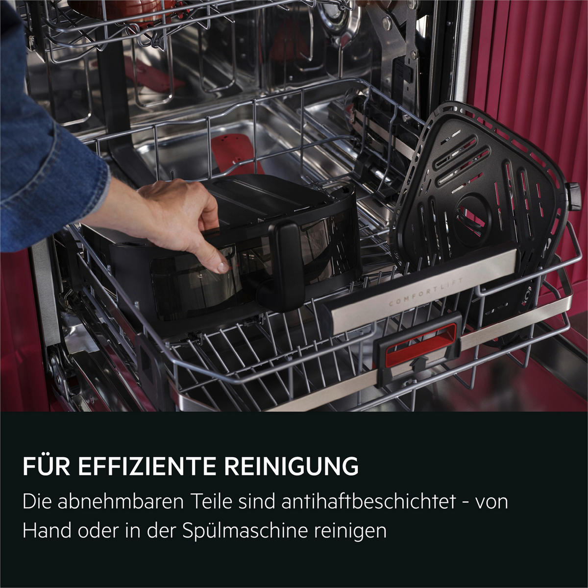HEISSLUFTFRITTEUSE 7,0 + 4,0 L  - Schwarz, Basics, Kunststoff (30/41/32cm) - AEG