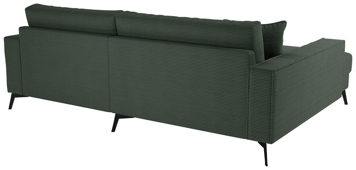 ECKSOFA TED Dunkelgrün Cord Zierkissen  - Dunkelgrün/Schwarz, Trend, Textil/Metall (174/228cm) - P & B