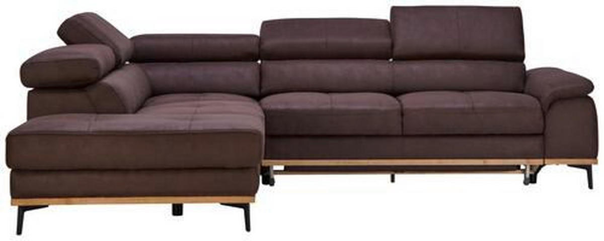 ROHOVÁ SEDAČKA, dřevo, textil, tmavě hnědá - tmavě hnědá/černá, Natur, kov/dřevo (226/282cm) - Novel