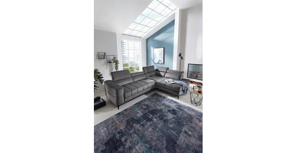 ECKSOFA inkl.Funktionen Dunkelgrau Samt - Dunkelgrau/Schwarz, Design, Kunststoff/Textil (281/202cm) - Xora