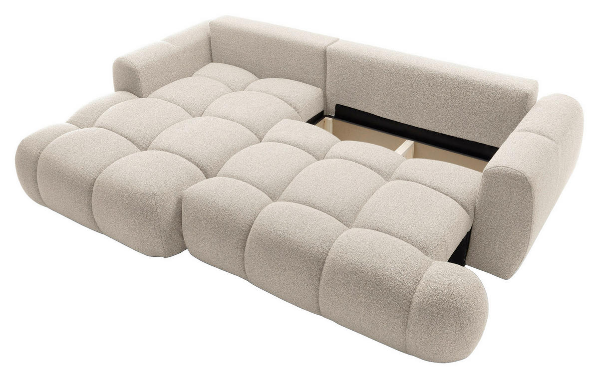 ECKSOFA Creme Struktur  - Creme/Schwarz, KONVENTIONELL, Kunststoff/Textil (172/272cm) - Carryhome