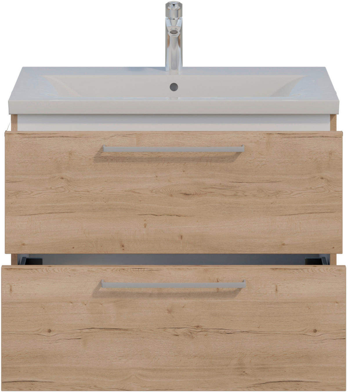 WASCHTISCHKOMBI 81 cm  - Chromfarben/Eichefarben, MODERN, Keramik/Holzwerkstoff (81cm) - Celina Home