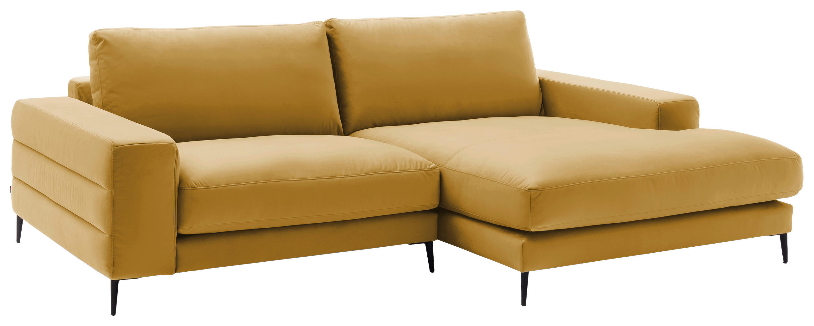ECKSOFA in Velours Goldfarben  - Goldfarben/Schwarz, Design, Textil/Metall (253/177cm) - Dieter Knoll
