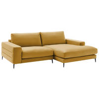 ECKSOFA in Velours Goldfarben  - Goldfarben/Schwarz, Design, Textil/Metall (253/177cm) - Dieter Knoll