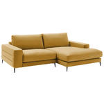 ECKSOFA in Velours Goldfarben  253/177 cm  - Goldfarben/Schwarz, Design, Textil/Metall (253/177cm) - Dieter Knoll