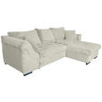 ECKSOFA in Cord Creme  - Creme/Schwarz, KONVENTIONELL, Textil/Metall (258/168cm) - Carryhome