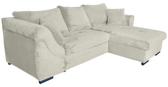 ECKSOFA in Cord Creme  - Creme/Schwarz, KONVENTIONELL, Textil/Metall (258/168cm) - Carryhome