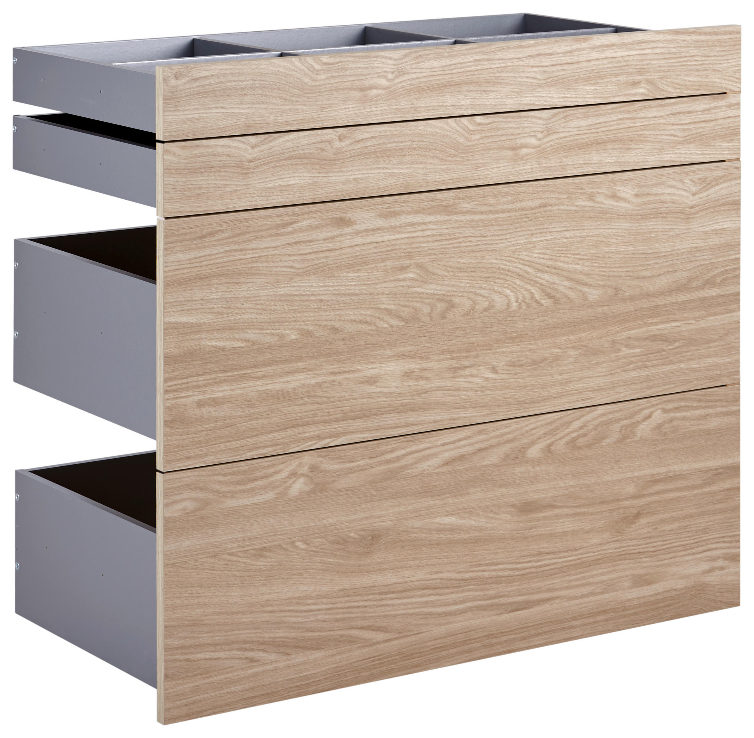 Set De Sertare 90,9/82/46,8 cm   - culoare lemn stejar, Konventionell, material pe bază de lemn (90,9/82/46,8cm) - Hom`in