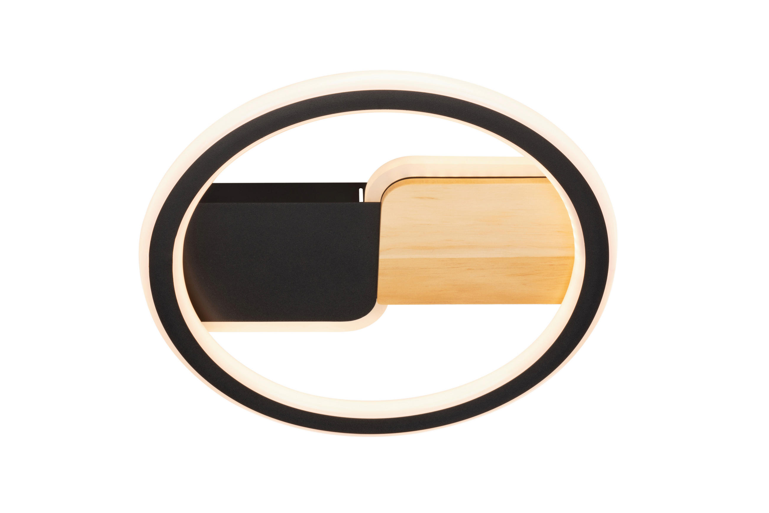 LED-DECKENLEUCHTE Memphis 30/6 cm   - Schwarz/Naturfarben, LIFESTYLE, Holz/Kunststoff (30/6cm) - Novel