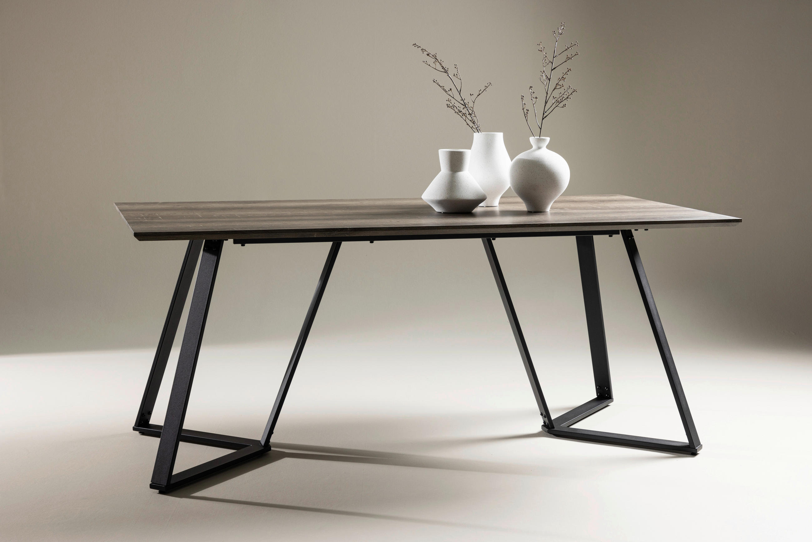 MATBORD i metall, trämaterial 180/90/75 cm   - svart/grå, Design, metall/trämaterial (180/90/75cm) - Livetastic