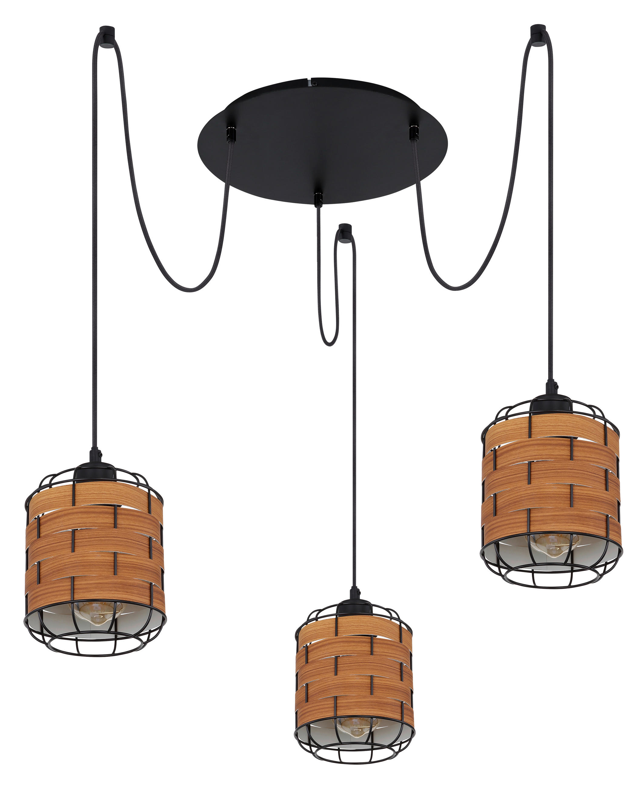 HÄNGELEUCHTE 38,5/200 cm   - Schwarz/Braun, KONVENTIONELL, Kunststoff/Metall (38,5/200cm) - Globo