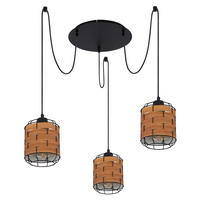 HÄNGELEUCHTE 38,5/200 cm  - Schwarz/Braun, KONVENTIONELL, Kunststoff/Metall (38,5/200cm) - Globo