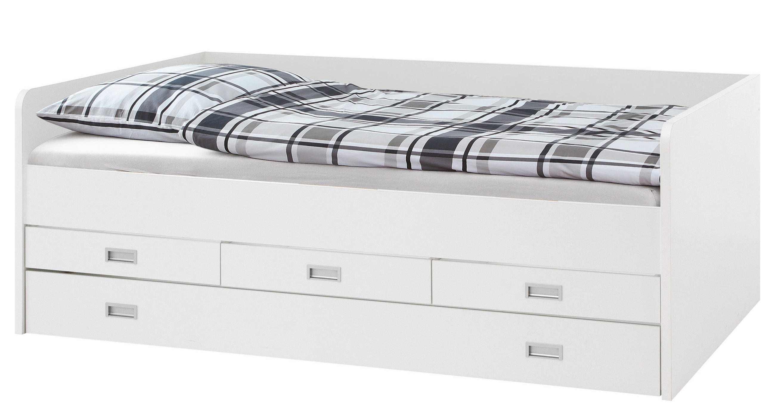 AUSZIEHBETT 120/200 cm  in Weiß  - Schwarz/Weiß, KONVENTIONELL, Holzwerkstoff/Kunststoff (120/200cm) - MID.YOU