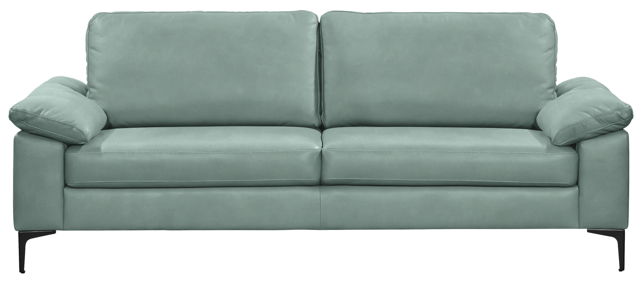 2,5-SITZER  in Echtleder Hellblau   - Schwarz/Hellblau, Design, Leder/Metall (204/83/97cm) - Schöner Wohnen