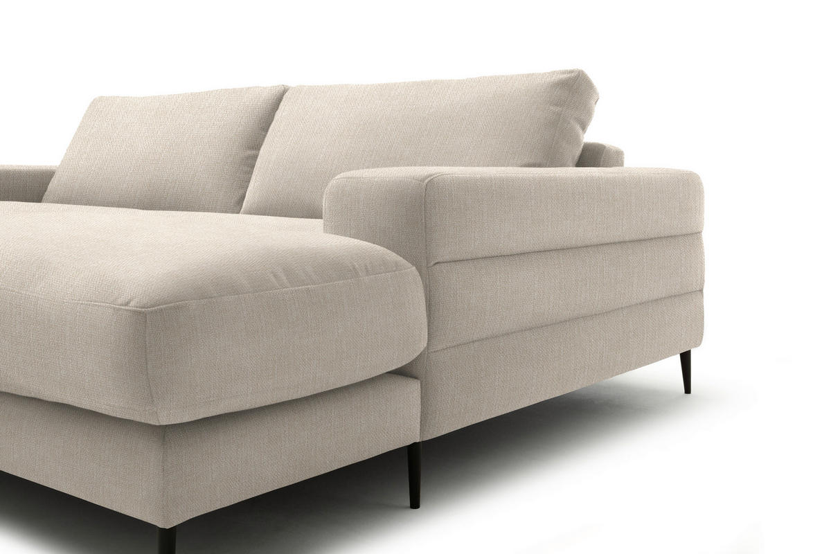 ECKSOFA in Flachgewebe Beige  253/177 cm  - Beige/Schwarz, Design, Textil/Metall (253/177cm) - Dieter Knoll