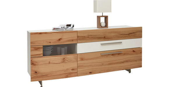 SIDEBOARD 213/90/50 cm - Edelstahlfarben/Buchefarben, Design, Glas/Holz (213/90/50cm) - Dieter Knoll