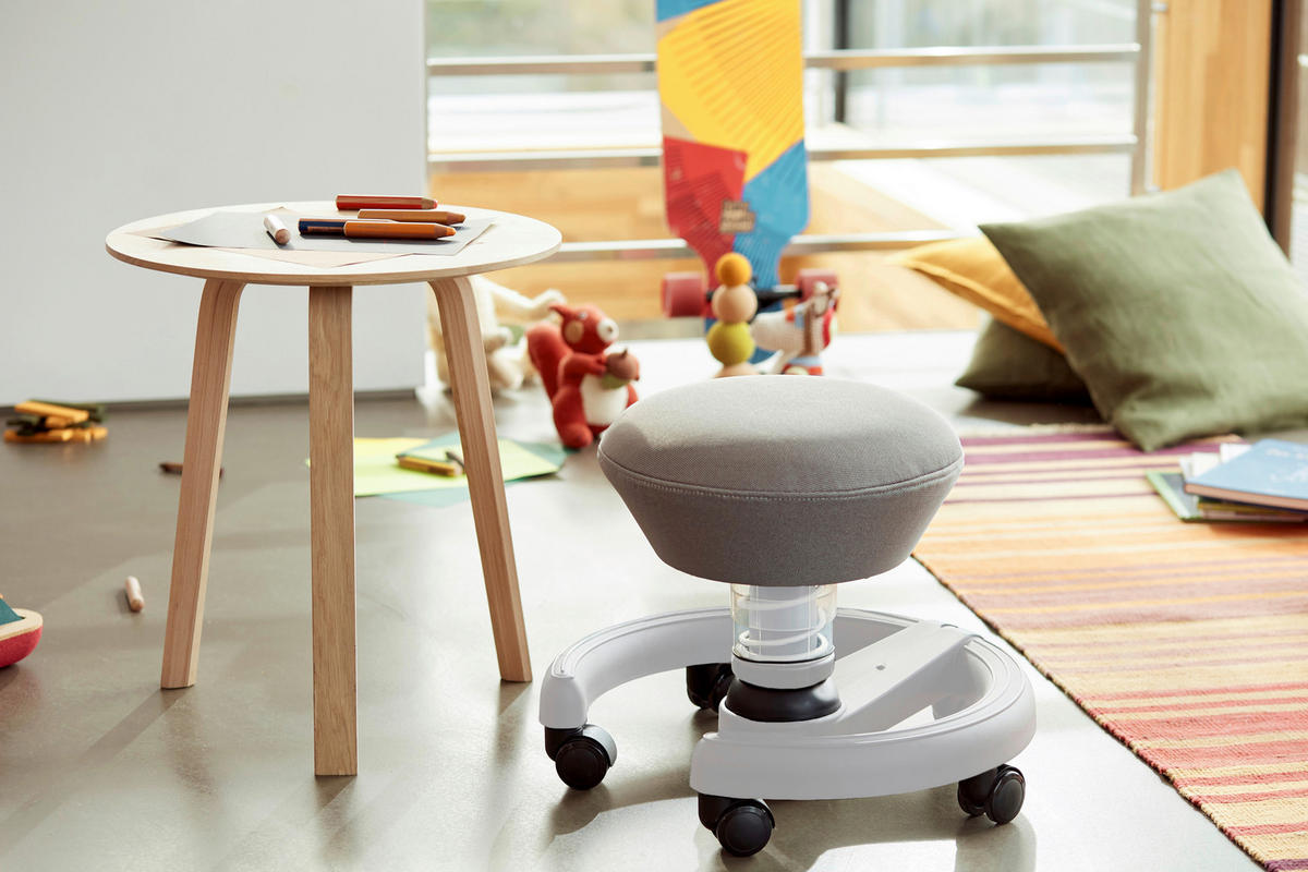 BÜROHOCKER Grau, Weiß  - Weiß/Grau, KONVENTIONELL, Kunststoff/Textil (48/32-47,5/48cm) - Aeris