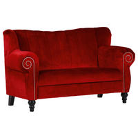 2-SITZER-SOFA Chenille Rot  - Rot/Schwarz, Design, Holz/Textil (168/96/75cm)