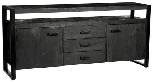 SIDEBOARD Norris 180/80/43 cm 3 Schublade(n)  - Schwarz, Basics, Holz/Metall (180/80/43cm) - Livetastic
