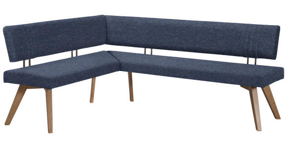 ECKBANK 180/220 cm in Dunkelblau, Wildeiche - Wildeiche/Eichefarben, Design, Holz/Textil (180/220cm) - Venda