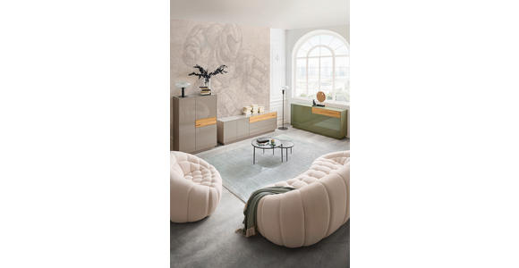 LOWBOARD Taupe, Eichefarben 207/69/42 cm - Taupe/Eichefarben, Design, Glas/Holz (207/69/42cm) - Novel