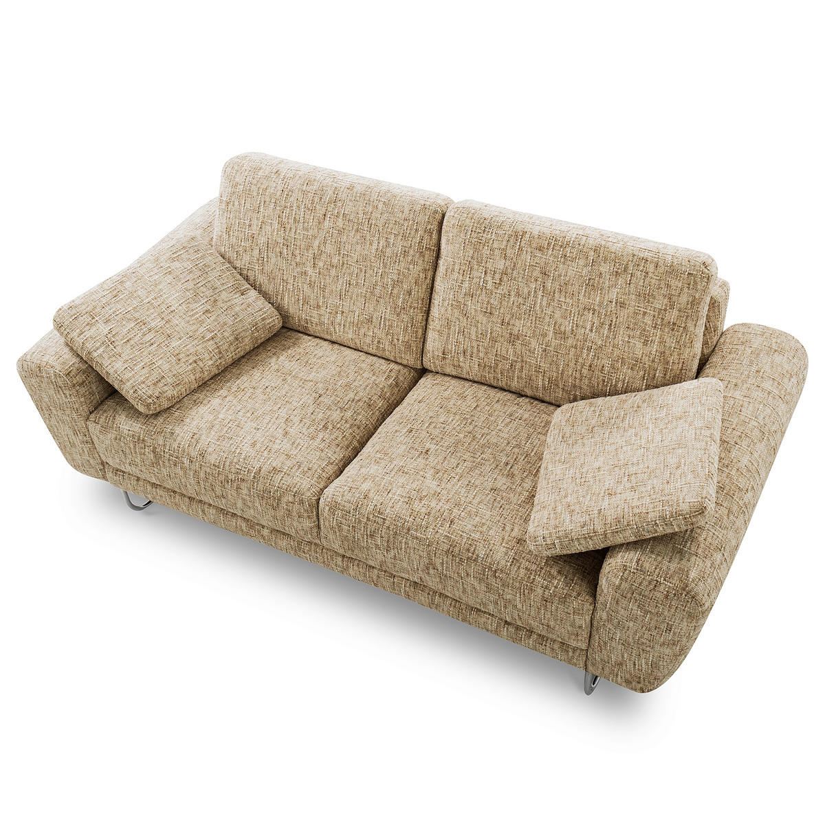 2-SITZER-SOFA SPRING in Webstoff Hellbraun Modern  - Chromfarben/Hellbraun, Design, Textil/Metall (157/85/92cm) - Livetastic