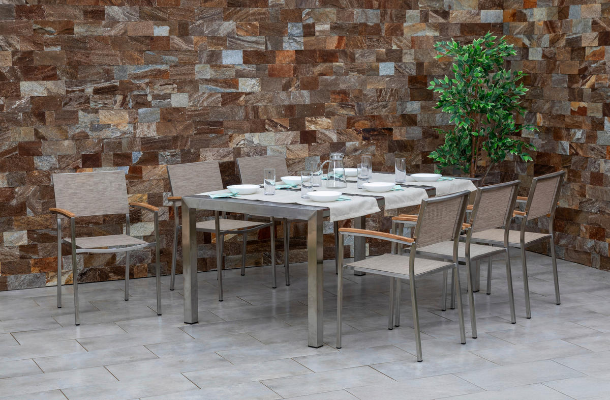 GARTENSET 7-teilig  - Edelstahlfarben/Anthrazit, MODERN, Kunststoff/Metall - Acamp