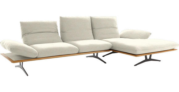 ECKSOFA in Flachgewebe Creme 314/159 cm - Creme/Schwarz, Design, Holz/Textil (314/159cm) - Dieter Knoll