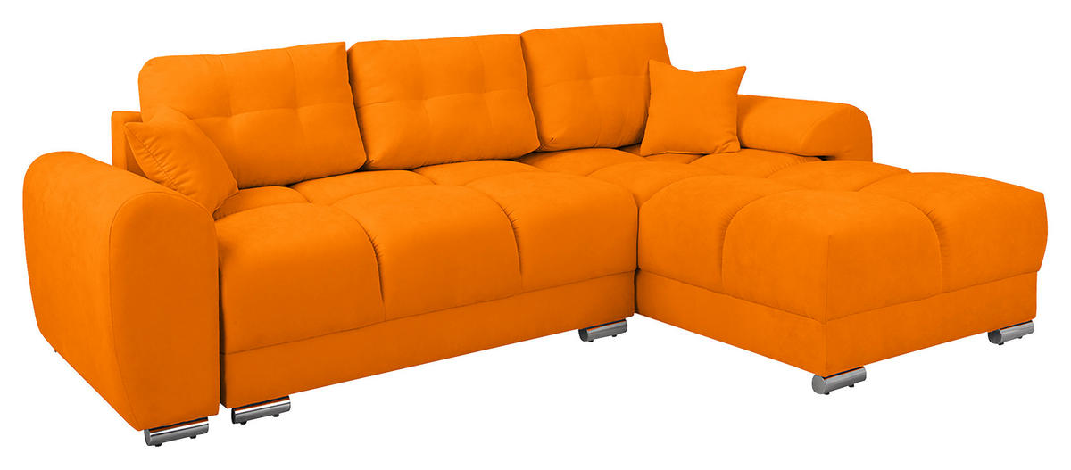 ECKSOFA in Mikrofaser Gelb  - Gelb/Silberfarben, Design, Textil/Metall (256/175cm) - Livetastic