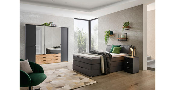 BOXSPRINGBETT 140/200 cm in Anthrazit - Anthrazit, KONVENTIONELL, Textil (140/200cm) - Carryhome