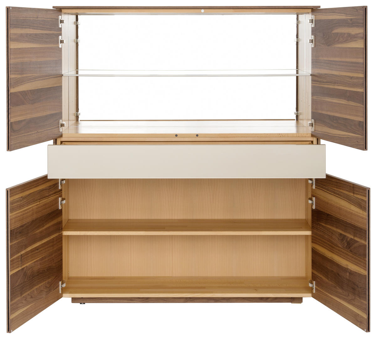 HIGHBOARD  in 132,9/150,2/41,8 cm  - Nussbaumfarben/Bronzefarben, Design, Glas/Holz (132,9/150,2/41,8cm) - Team 7