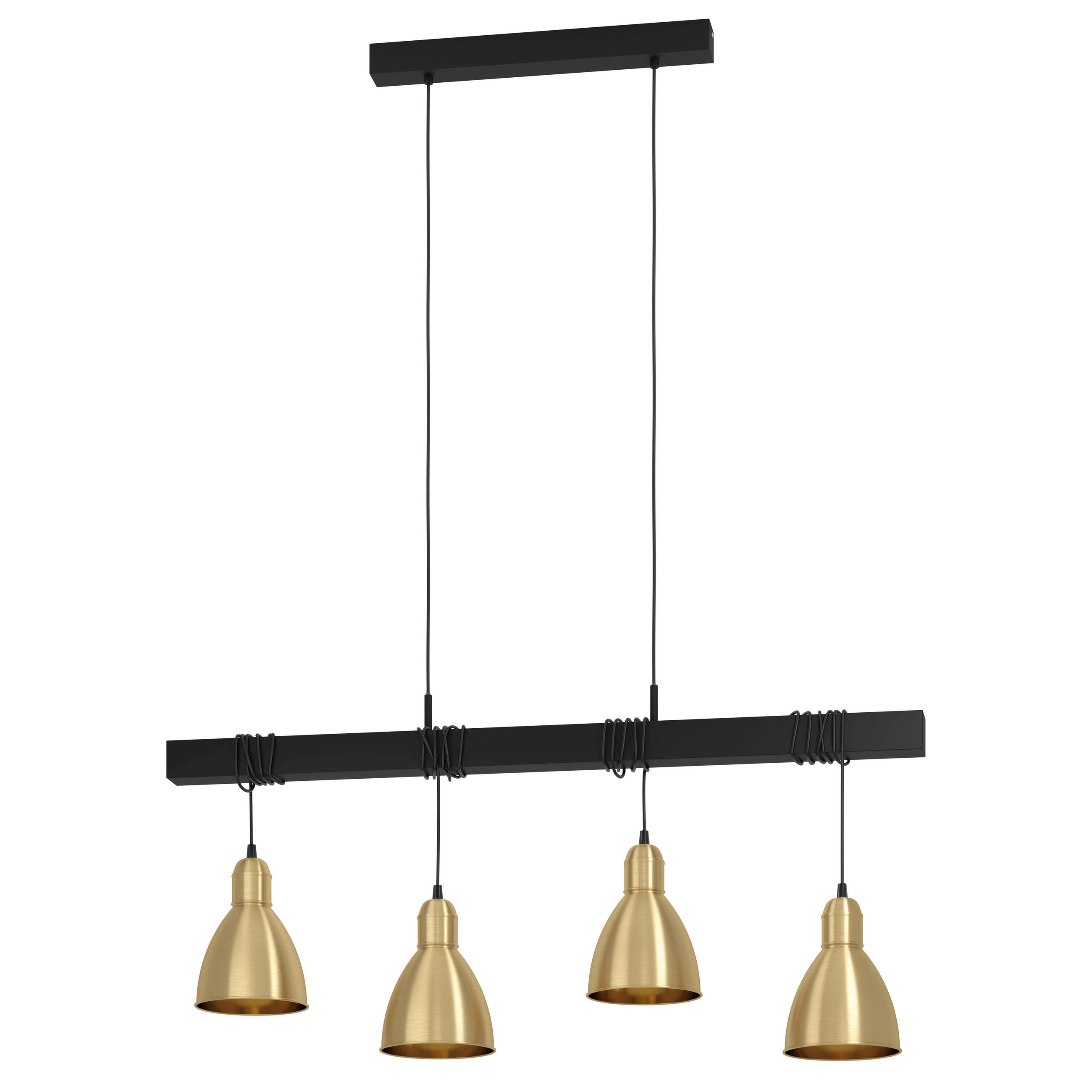 LAMPĂ SUSPENDATĂ 70/15,5/110 cm  - negru/alămiu, Trend, lemn/metal (70/15,5/110cm) - Marama