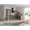ECKKÜCHE 270/200 cm  in Anthrazit, Eichefarben  - Edelstahlfarben/Eichefarben, Basics, Holzwerkstoff/Metall (270/200cm) - Optifit