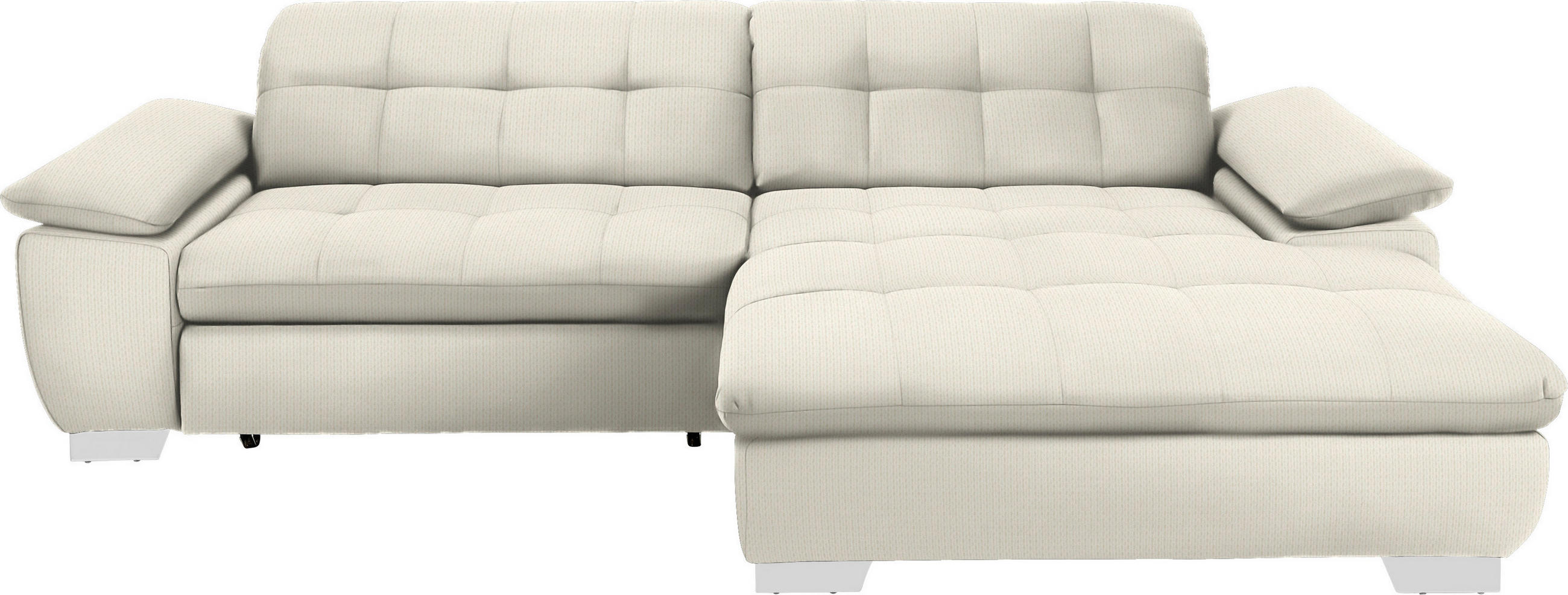 ECKSOFA in Mikrofaser Weiss  - Chromfarben/Weiss, Design, Textil/Metall (265/180cm) - Carryhome