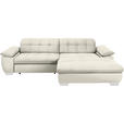 ECKSOFA  in Mikrofaser Weiß Rücken echt, Kopfteilverstellung  265/180 cm  - Chromfarben/Weiß, Design, Textil/Metall (265/180cm) - Carryhome