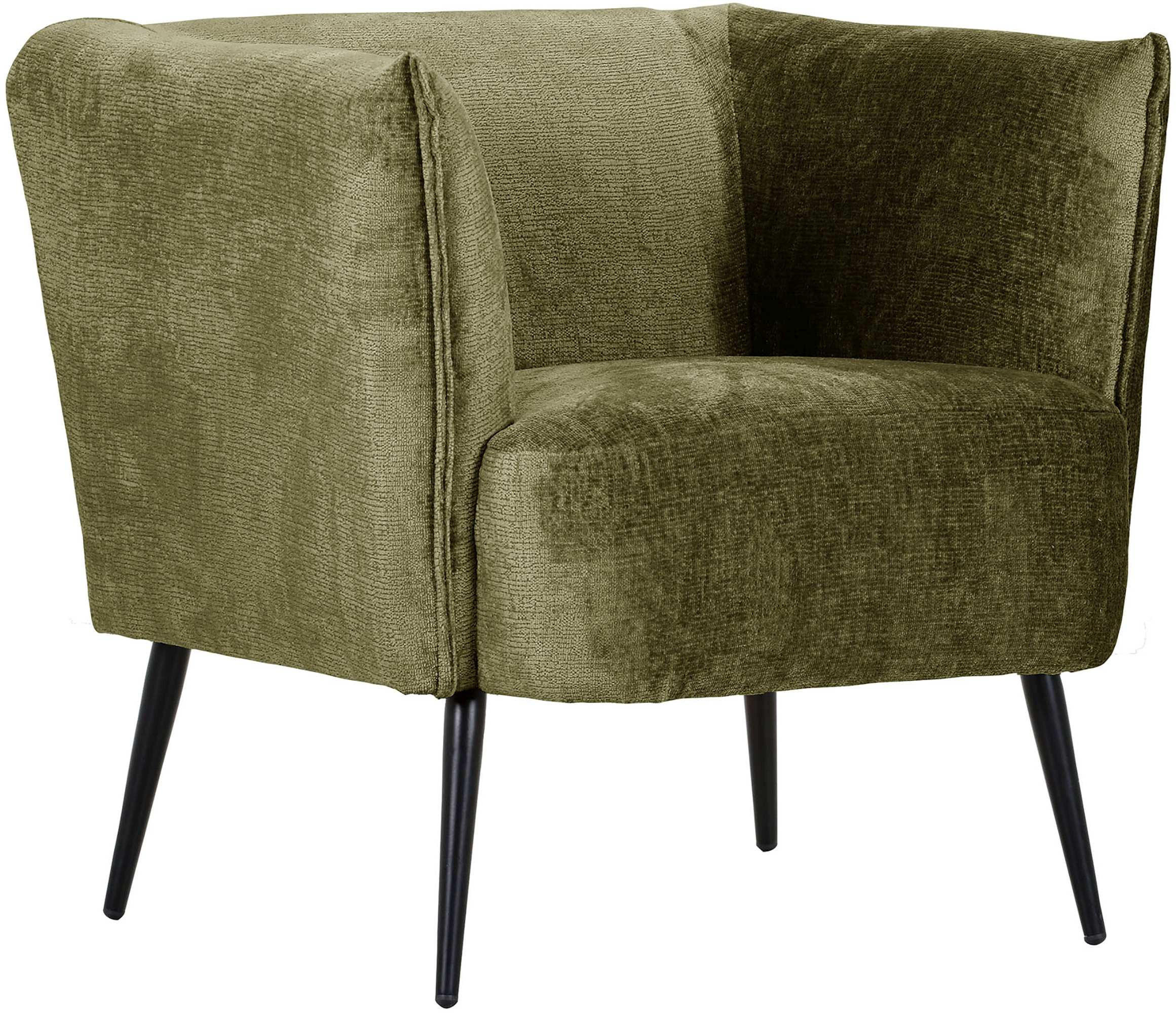 SESSEL in Chenille Grün  - Schwarz/Grün, Design, Textil/Metall (76/73/76cm) - Landscape