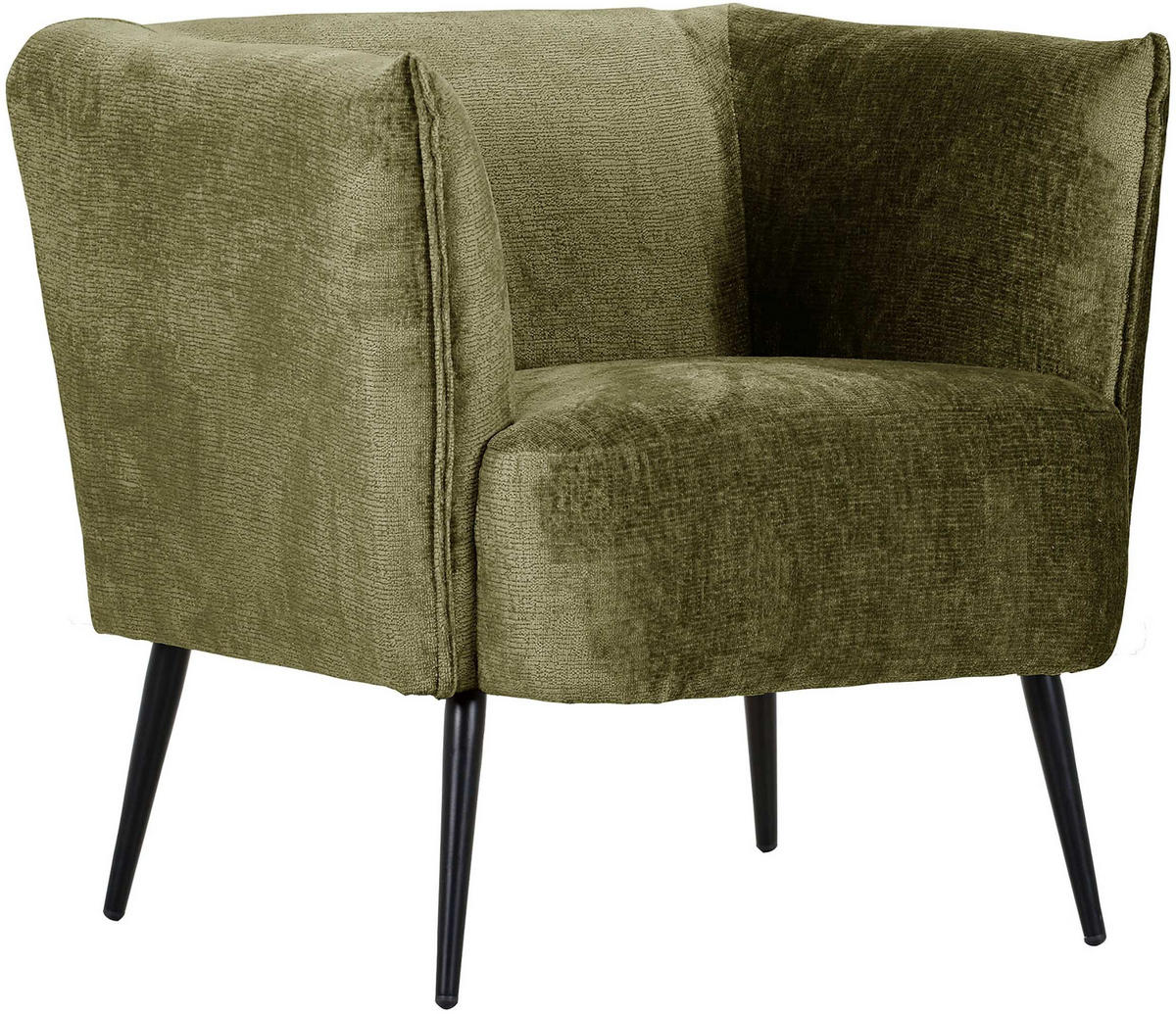 SESSEL in Chenille Grün  - Schwarz/Grün, Design, Textil/Metall (76/73/76cm) - Landscape