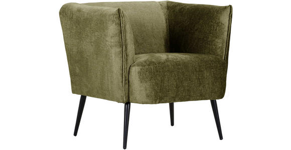 SESSEL in Chenille Grün  - Schwarz/Grün, Design, Textil/Metall (76/73/76cm) - Landscape