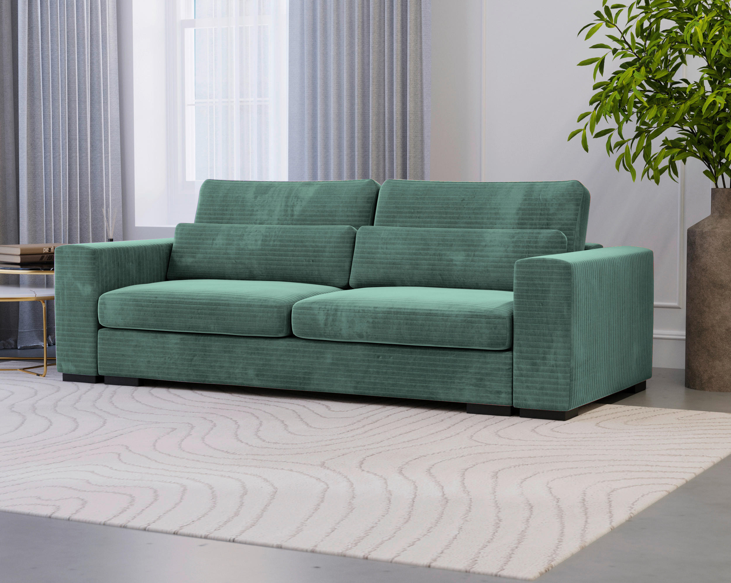 SCHLAFSOFA Flachgewebe Petrol  - Petrol/Schwarz, KONVENTIONELL, Kunststoff/Textil (236/78/114cm) - Carryhome