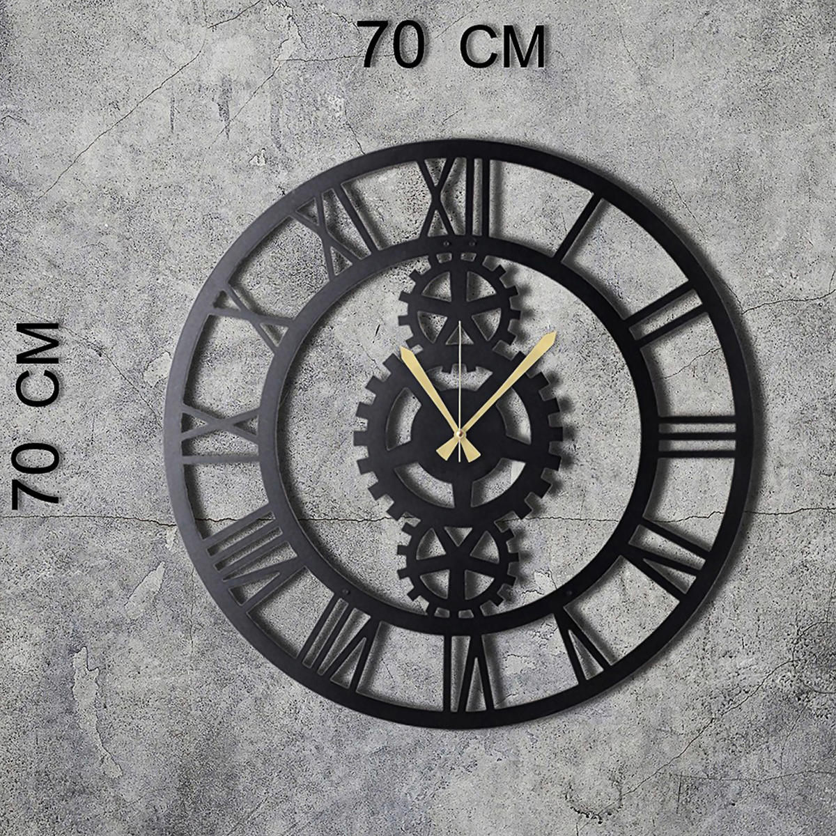 WANDUHR Schwarz 70/70/3 cm  - Schwarz, LIFESTYLE, Metall (70/70/3cm)