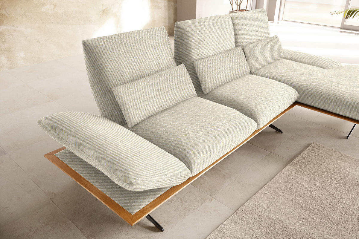 ECKSOFA in Flachgewebe Beige  - Beige/Schwarz, Design, Holz/Textil (314/159cm) - Dieter Knoll