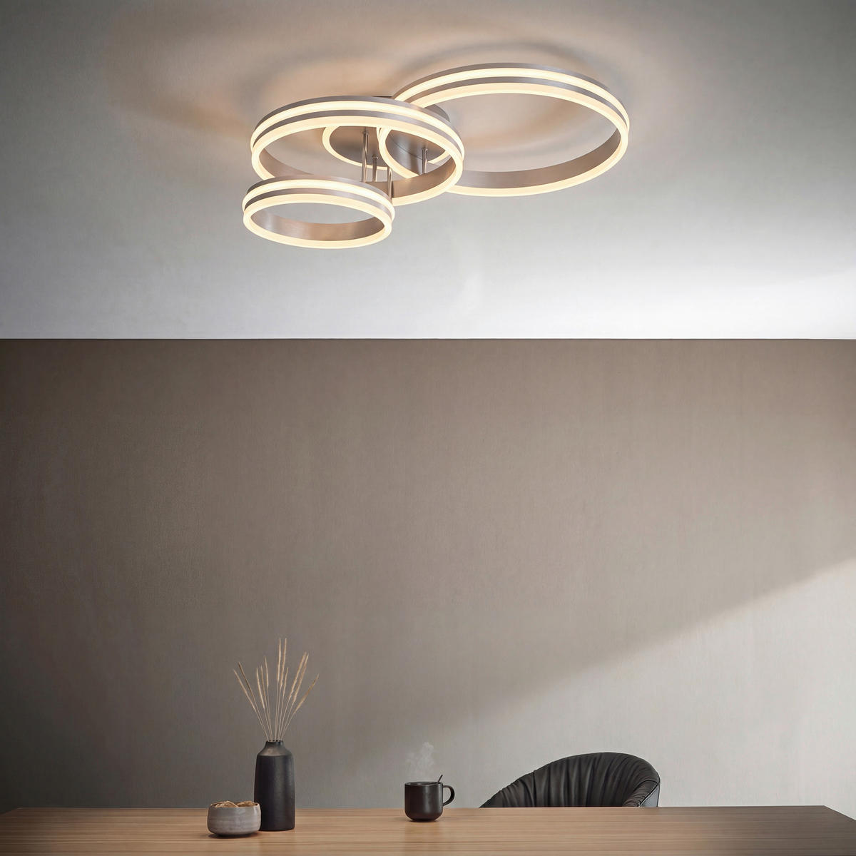 LED SVJETILJKA STROPNA Andromeda  - siva/opalna, Design, metal/plastika (80/60/20cm) - Novel