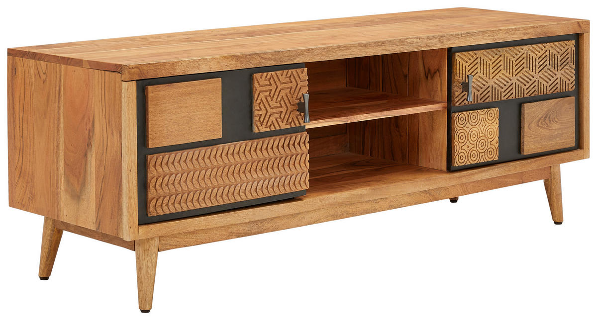 KOMODA - NISKA   145/50/45 cm   prirodne boje, crna   - višebojno/prirodne boje, Moderno, metal/drvo (145/50/45cm) - Livetastic