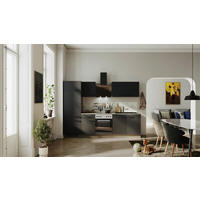 KÜCHENBLOCK 270 cm   in Schwarz, Eichefarben  - Eichefarben/Schwarz, Basics, Holzwerkstoff/Metall (270cm) - FlexWell