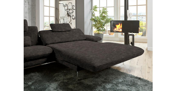 ECKSOFA in Velours Dunkelbraun 284/184 cm - Dunkelbraun/Schwarz, Design, Textil/Metall (284/184cm) - Dieter Knoll