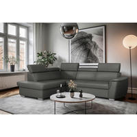 WOHNLANDSCHAFT  in Kombination Echtleder/Lederlook Anthrazit  - Anthrazit, Leder/Metall (211/262cm) - Celina Home